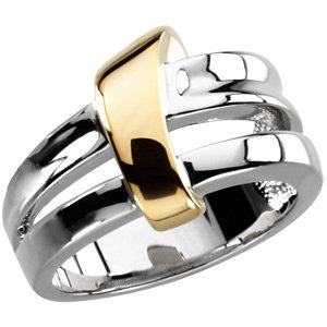 14K White & Yellow Gold Two-Tone Fashion Ring, Size 7 14K White & Yellow Gold Two-Tone Fashion Ring, Size 7