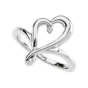 14k White Gold Open Heart Ring, Size 7 14k White Gold Open Heart Ring, Size 7