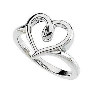 Sterling Silver Open Heart Ring, Size 7 Sterling Silver Open Heart Ring, Size 7