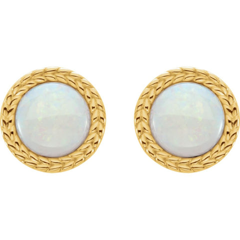 14k Yellow Gold Opal Earrings