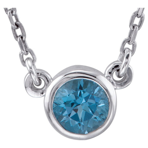 Sterling Silver Swiss Blue Topaz Bezel 16" Necklace