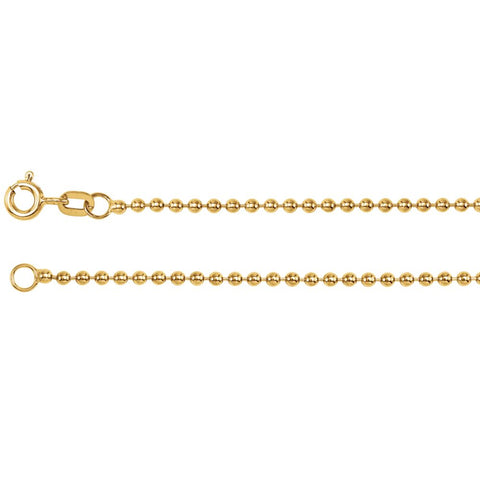 14k Yellow Gold 1.75mm Hollow Bead 20" Chain 14k Yellow Gold 1.75mm Hollow Bead 20" Chain