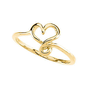 14k White Gold Freeform Heart Ring, Size 6 14k White Gold Freeform Heart Ring, Size 6