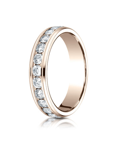 Benchmark 14K Rose Gold 4mm Channel Set Eternity Wedding Band Ring, (1.32 ct. - 1.98 ct., Sizes 4 - 15)