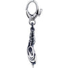 Sterling Silver Heart Charm with Dagger & Fire Sterling Silver Heart Charm with Dagger & Fire