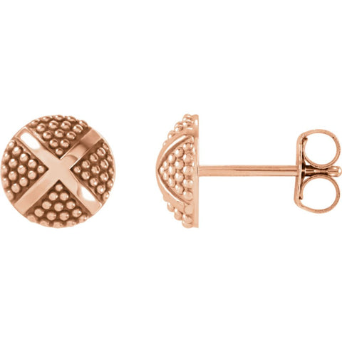 14k Rose Gold Granulated X Earrings 14k Rose Gold Granulated X Earrings
