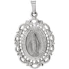 25.00x18.00 mm Miraculous Medal in 14K White Gold