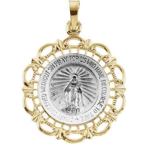 14K White & Yellow Gold 25x21mm Miraculous Medal 14K White & Yellow Gold 25x21mm Miraculous Medal