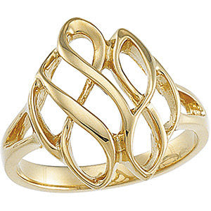 14k Yellow Gold Infinity-Inspired Metal Fashion Ring , Size 6 14k Yellow Gold Infinity-Inspired Metal Fashion Ring , Size 6