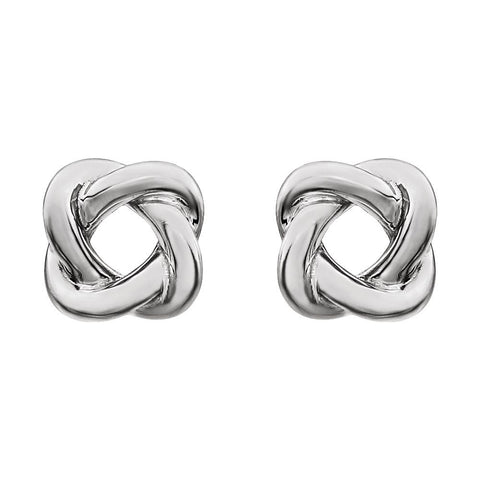 14k White Gold Knot Design Earrings