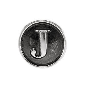Sterling Silver 10.6mm Letter "J" Alpha Cylinder Bead Sterling Silver 10.6mm Letter "J" Alpha Cylinder Bead