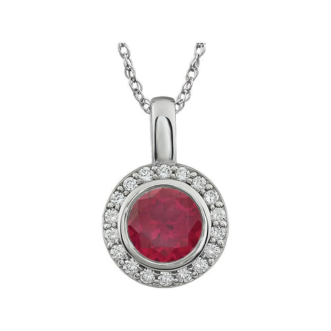 Sterling Silver Red Cubic Zirconia 18" Necklace