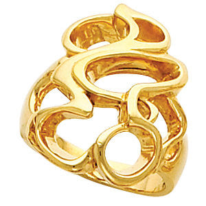 14k Yellow Gold Freeform Ring, Size 6 14k Yellow Gold Freeform Ring, Size 6