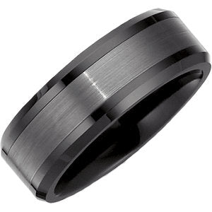 Ceramic & Tungsten 8mm Beveled Band , Size 9 Ceramic & Tungsten 8mm Beveled Band , Size 9