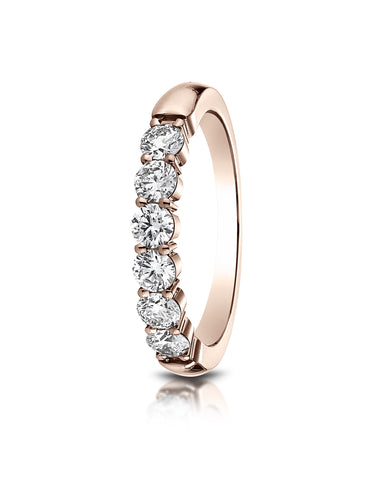 Benchmark 14k Rose Gold 3mm high polish Shared Prong 6 Stone Diamond Ring (0.66Ct.), (Sizes 4-9.5)