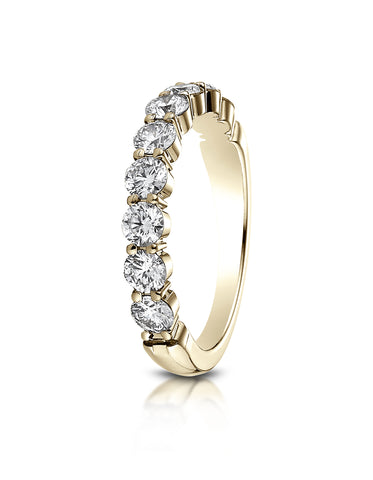 Benchmark 14k Yellow Gold 3mm high polish Shared Prong 9 Stone Diamond Ring (0.99Ct.), (Sizes 4-9.5)