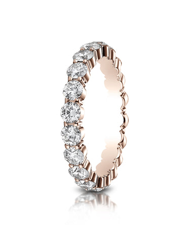 Benchmark 14k Rose Gold 3mm high polish Shared Prong Diamond Eternity Ring, (1.98ct -2.42ct)