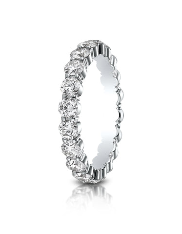 Benchmark 14k White Gold 3mm high polish Shared Prong Diamond Eternity Ring, (1.98ct -2.42ct)