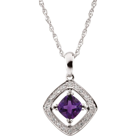 14k White Gold Amethyst & 1/10 CTW Diamond 18" Necklace 14k White Gold Amethyst & 1/10 CTW Diamond 18" Necklace