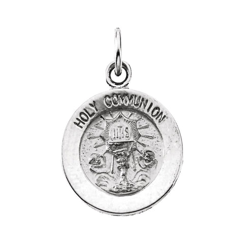 Sterling Silver 12mm Round Holy Communion Medal with 18" Chain Sterling Silver 12mm Round Holy Communion Medal with 18" Chain