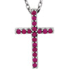 14K White Gold Ruby Cross 16-Inch Necklace