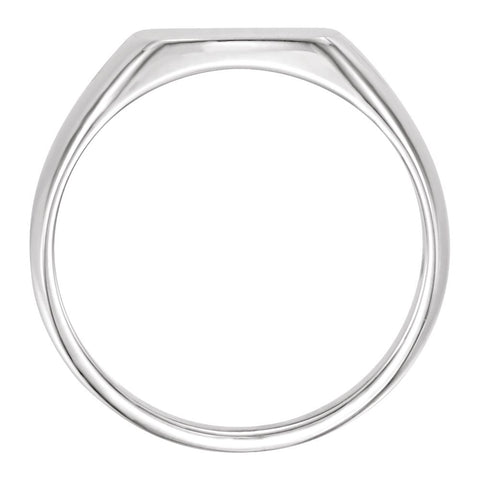 14k White Gold 13x12mm Signet Ring, Size 11