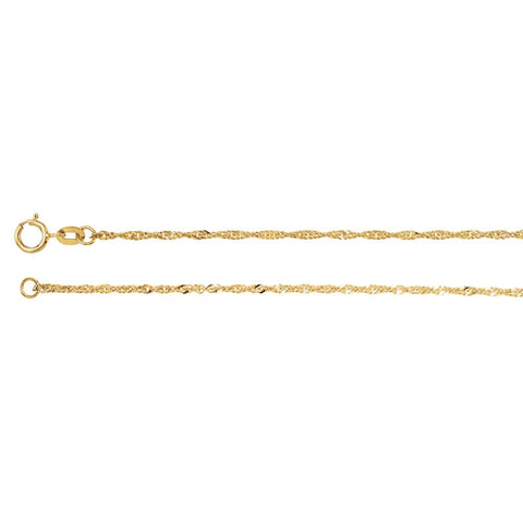 14k Yellow Gold 1.25mm Solid Singapore 18" Chain