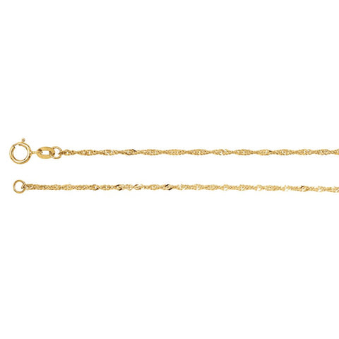 14k Yellow Gold 1.25mm Solid Singapore 20" Chain 14k Yellow Gold 1.25mm Solid Singapore 20" Chain