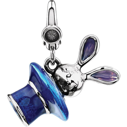 Sterling Silver Enamel Bunny in Magician Hat Sterling Silver Enamel Bunny in Magician Hat