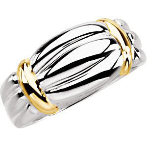 Sterling Silver & 14k Yellow Gold Band , Size 7 Sterling Silver & 14k Yellow Gold Band , Size 7