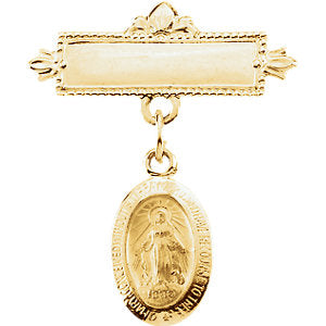 14k Yellow Gold Miraculous Baptismal Pin 14k Yellow Gold Miraculous Baptismal Pin