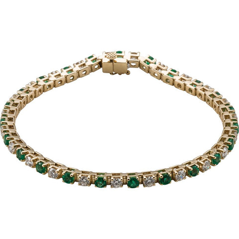 14k Yellow Gold Emerald & 2 1/3 CTW Diamond Bracelet