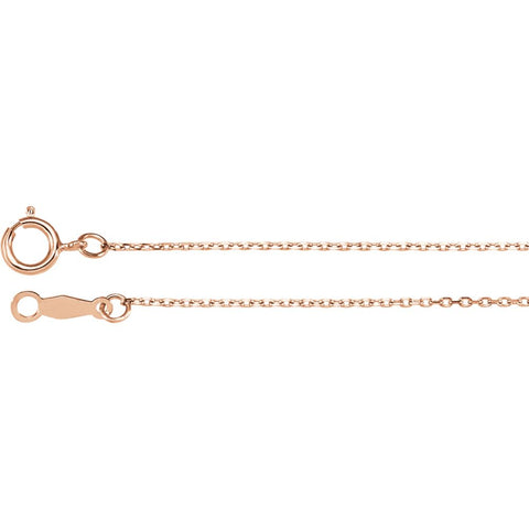 14k Rose Gold 1mm Diamond Cut Cable 20" Chain 14k Rose Gold 1mm Diamond Cut Cable 20" Chain