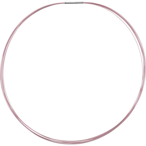 Stainless Steel/Pink Cosmos-Coated 7-Strand Cable 16" Chain with 14K White Clasp