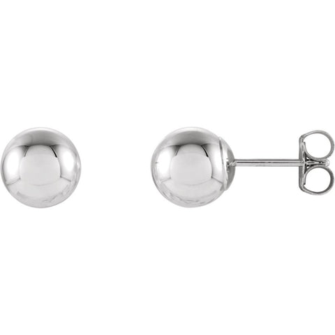 14k White Gold 7mm Ball Earrings with Bright Finish
