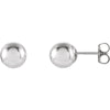 07.00 mm Pair of Ball Earrings with Bright Finish and Backs in 14K White Gold