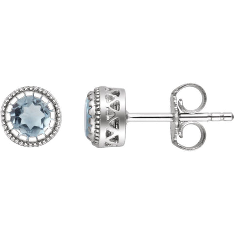14k White Gold 4mm Round Earring Mounting
