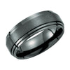 Black Titanium 8mm Double Ridged Band (Size 12) Black Titanium 8mm Double Ridged Band (Size 12)