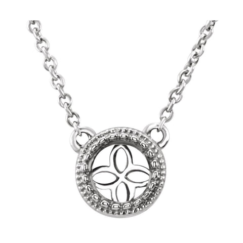 14k White Gold 5mm Round Mounting with 18" Necklace 14k White Gold 5mm Round Mounting with 18" Necklace