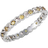 Diamond and Yellow Sapphire Eternity Wedding Band Ring in 14k White Gold ( Size 6 )