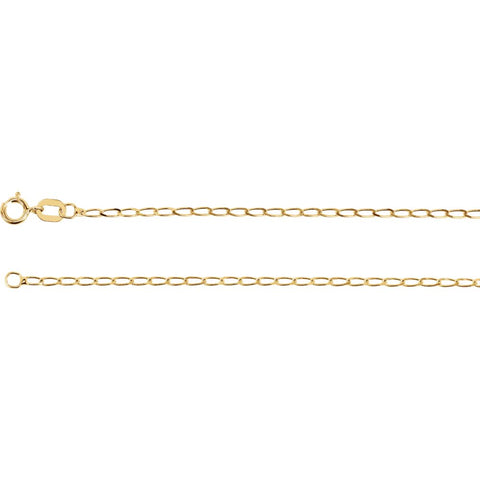 14k Yellow Gold 1.25mm Solid Curb Chain 16" Chain 14k Yellow Gold 1.25mm Solid Curb Chain 16" Chain