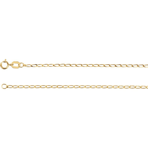 14k Yellow Gold 1.25mm Solid Curb Chain 18" Chain