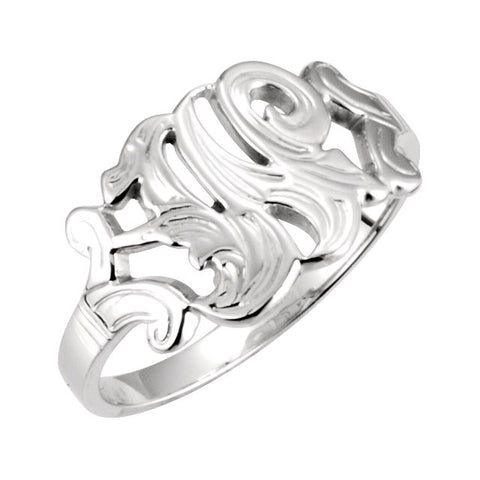 14k White Gold Initial Rings, Size 6 14k White Gold Initial Rings, Size 6