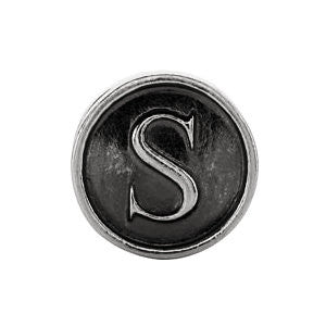 Sterling Silver 10.6mm Letter "S" Alpha Cylinder Bead Sterling Silver 10.6mm Letter "S" Alpha Cylinder Bead