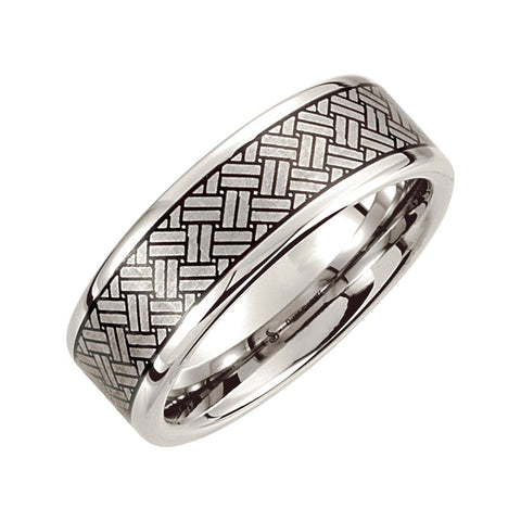 Cobalt 8mm Black Laser Woven Design Band Size 14 Cobalt 8mm Black Laser Woven Design Band Size 14