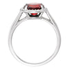 14k White Gold Mozambique Garnet and .05 CTW Diamond Ring, Size 7