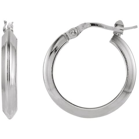 Sterling Silver 20mm Round Knife Edge Tube Style Hoop Earrings Sterling Silver 20mm Round Knife Edge Tube Style Hoop Earrings