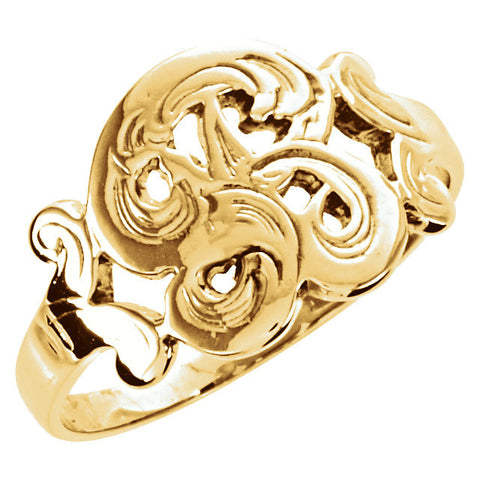 14k Yellow Gold Initial Rings, Size 6 14k Yellow Gold Initial Rings, Size 6