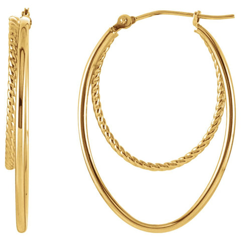14k Yellow Gold Oval Hoop Earrings 14k Yellow Gold Oval Hoop Earrings