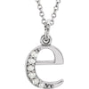 14K White Gold 0.03 CTW Diamond Lowercase Letter "E" Initial 16-Inch Necklace